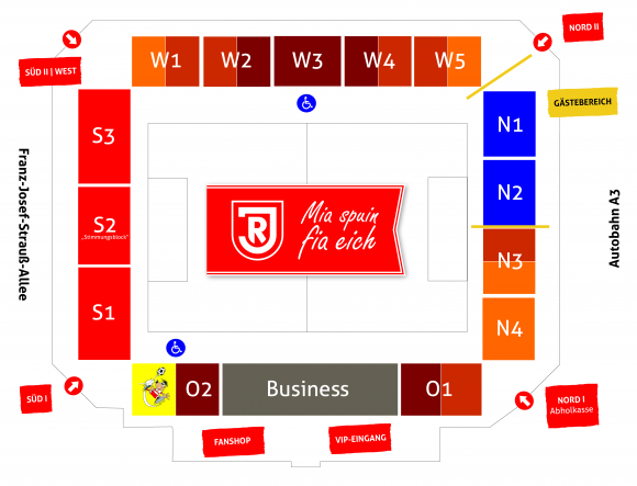 Stadium map for Jahn Regensburg, season 2016/17